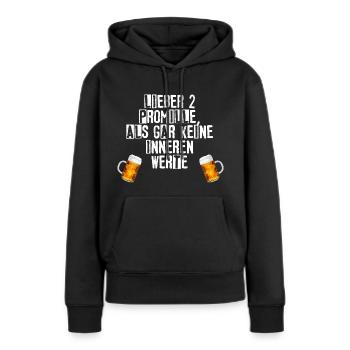 Lustiger Spruch - 2 Promille - Alkohol - Frauen Premium Bio Hoodie - Schwarz - Vorne - Julia (174cm)