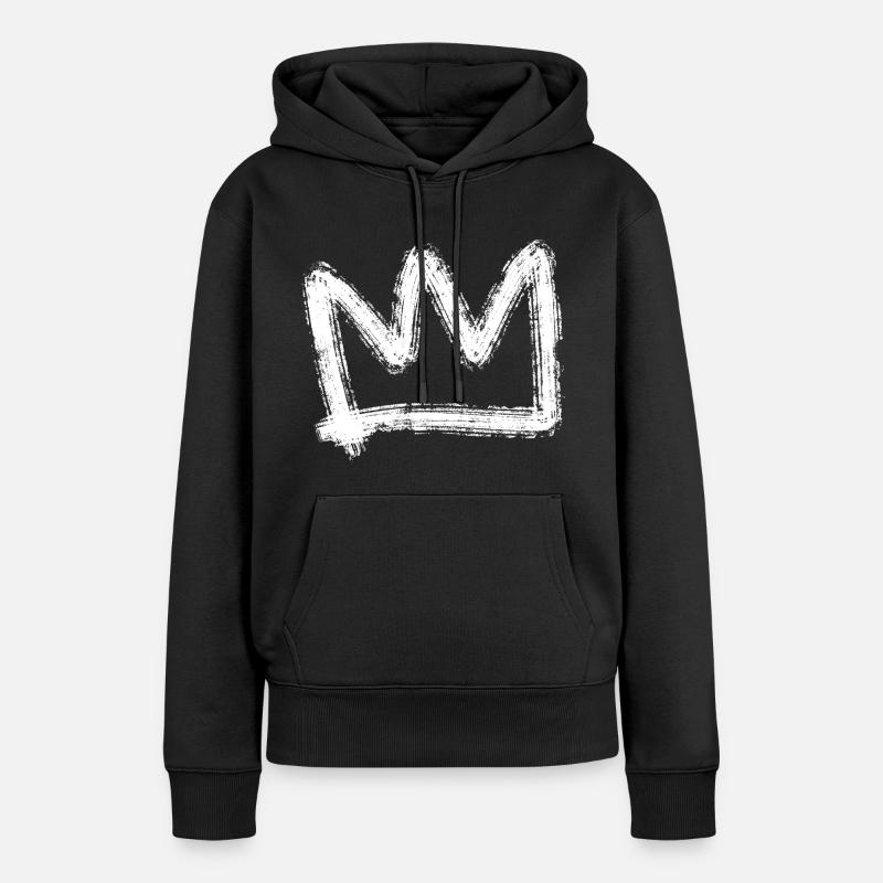 Graffiti blanc couronne - Sweat à capuche Premium bio Femme - noir