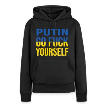 Scheiß Putin - Frauen Premium Bio Hoodie - Schwarz - Vorne - Julia (174cm)