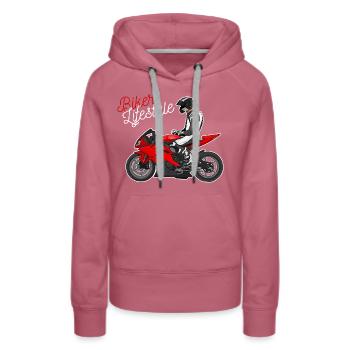 Motorcycle Lifestyle / Motorrad / Motorräder biker - Frauen Premium Bio Hoodie - Malve - Vorne - Isabella (175cm)