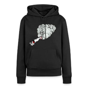 stoned cloud - bekiffte Wolke - Frauen Premium Bio Hoodie - Schwarz - Vorne - Julia (174cm)