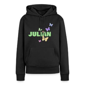 First name Julian with butterflies - Women’s Premium Organic Hoodie - black - Front - Julia (174cm)