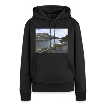 See - Frauen Premium Bio Hoodie - Schwarz - Vorne - Julia (174cm)