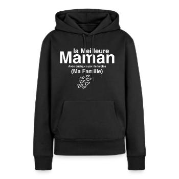 la meilleure maman Avec quelques points faibles - Sweat à capuche Premium bio Femme - noir - Devant - Julia (174cm)