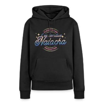 Dikkenek Répliques cultes citation tendue natacha - Sweat à capuche Premium bio Femme - noir - Devant - Julia (174cm)