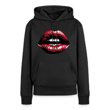 Besinnliche Lippen Roter Lippenstift - Frauen Premium Bio Hoodie - Schwarz - Vorne - Julia (174cm)