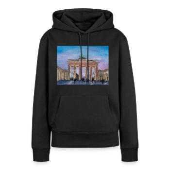 Brandebourg - Sweat à capuche Premium bio Femme - noir - Devant - Julia (174cm)