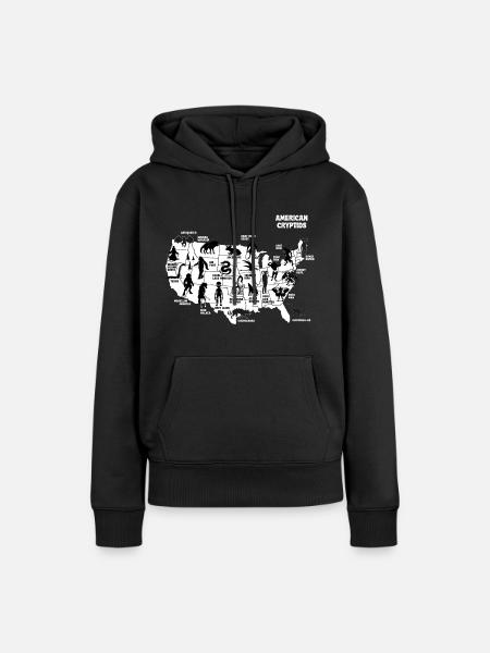 Kryptid Karte der USA - Frauen Premium Bio Hoodie - Schwarz