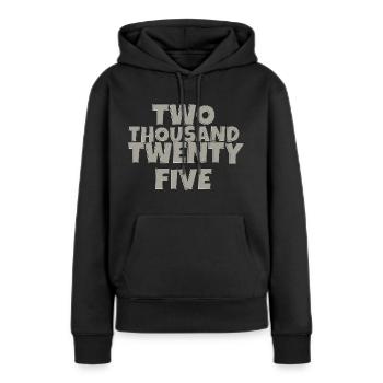deux mille vingt-cinq 2 - Sweat à capuche Premium bio Femme - noir - Devant - Julia (174cm)