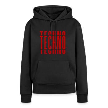 TECHNO MUSIC ROT - TREND 2021 - Frauen Premium Bio Hoodie - Schwarz - Vorne - Julia (174cm)