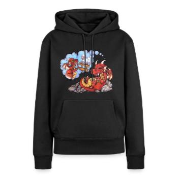 Moutons - Mignon dragon dormant - Sweat à capuche Premium bio Femme - noir - Devant - Julia (174cm)