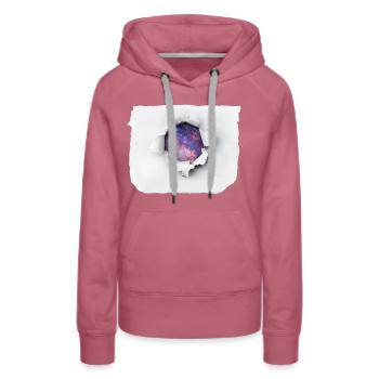 Zerrissenes Papier - Universum - Frauen Premium Bio Hoodie - Malve - Vorne - Isabella (175cm)