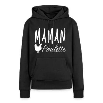 Maman Poulette. - Sweat à capuche Premium bio Femme - noir - Devant - Julia (174cm)