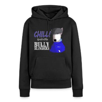 Bull Terrier Chill Parodie - Frauen Premium Bio Hoodie - Schwarz - Vorne - Julia (174cm)