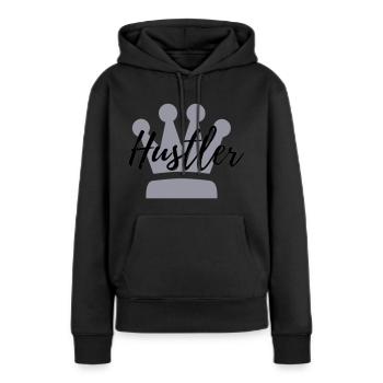 HustlerCrown - Frauen Premium Bio Hoodie - Schwarz - Vorne - Julia (174cm)