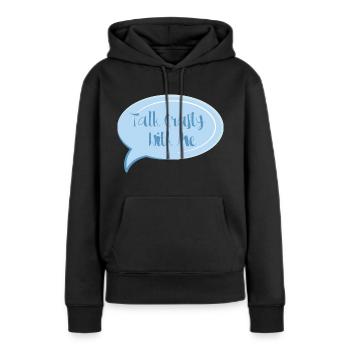 Sprich schlau mit mir - Frauen Premium Bio Hoodie - Schwarz - Vorne - Julia (174cm)