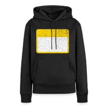 Panneau d’avertissement étiquette nominative Panneau de respect jaune - Sweat à capuche Premium bio Femme - noir - Devant - Julia (174cm)