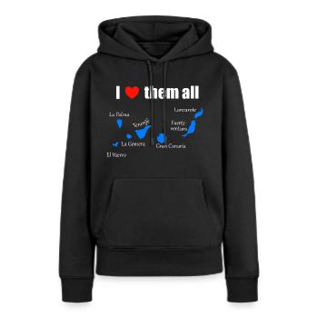 Je les aime tous - Îles Canaries - Sweat à capuche Premium bio Femme - noir - Devant - Julia (174cm)