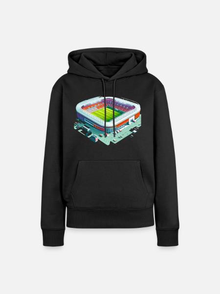 Buntes Fußballstadion - Frauen Premium Bio Hoodie - Schwarz