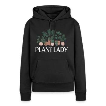 Dame des plantes - Sweat à capuche Premium bio Femme - noir - Devant - Julia (174cm)