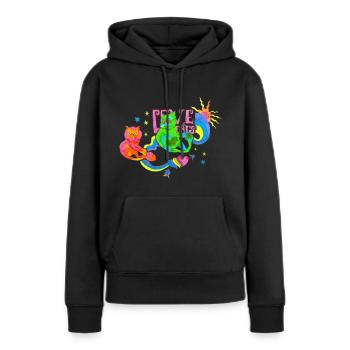 Lovecats by Cécile Quiltu - Sweat à capuche Premium bio Femme - noir - Devant - Julia (174cm)
