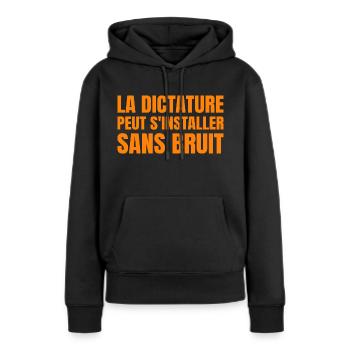 Citation Politique Orwell - Humour Noir - Sweat à capuche Premium bio Femme - noir - Devant - Julia (174cm)