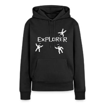 Explorer - Frauen Premium Bio Hoodie - Schwarz - Vorne - Julia (174cm)