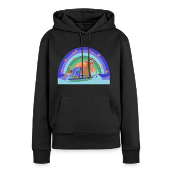Otter Surfen Regenbogen Kidcore Kinder Geschenk - Frauen Premium Bio Hoodie - Schwarz - Vorne - Julia (174cm)