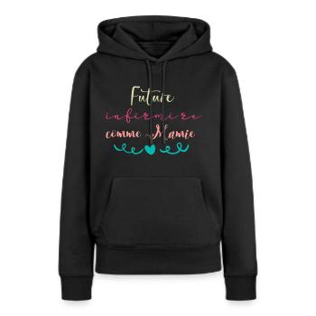Future infirmière comme Mamie - Sweat à capuche Premium bio Femme - noir - Devant - Julia (174cm)