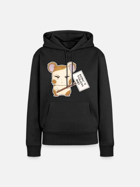 Don´t touch me Hamster - Frauen Premium Bio Hoodie - Schwarz
