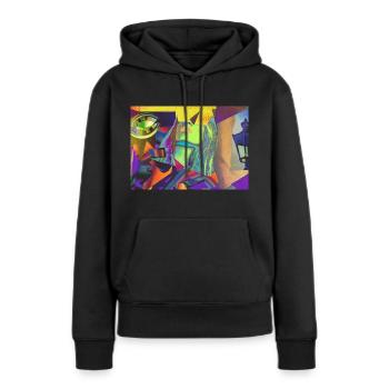 Collage - Image artistique - Sweat à capuche Premium bio Femme - noir - Devant - Julia (174cm)