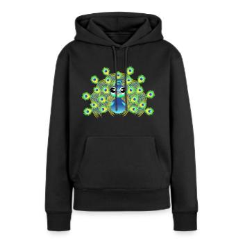 Peacock kawaii chibi vector art simple design - Women’s Premium Organic Hoodie - black - Front - Julia (174cm)