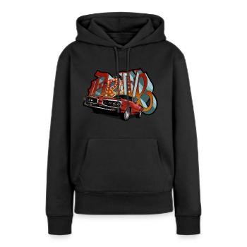 Drive SüperBee - Frauen Premium Bio Hoodie - Schwarz - Vorne - Julia (174cm)