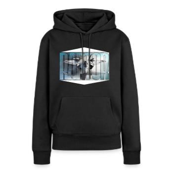 kampfjet ,raptor, - Frauen Premium Bio Hoodie - Schwarz - Vorne - Julia (174cm)
