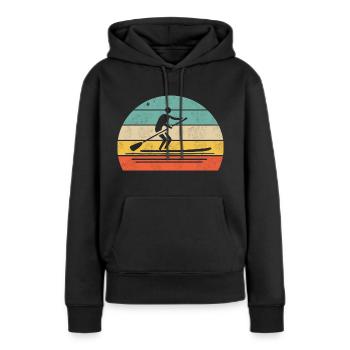 Paddle debout - Sweat à capuche Premium bio Femme - noir - Devant - Julia (174cm)