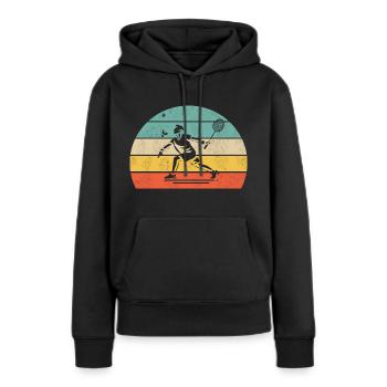 Joueur de badminton - Sweat à capuche Premium bio Femme - noir - Devant - Julia (174cm)
