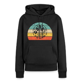 Design végétalien minimaliste et coloré - Sweat à capuche Premium bio Femme - noir - Devant - Julia (174cm)