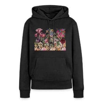 vintage Blumen - Frauen Premium Bio Hoodie - Schwarz - Vorne - Julia (174cm)