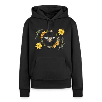 Biene & Blume - Frauen Premium Bio Hoodie - Schwarz - Vorne - Julia (174cm)