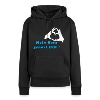 Hände formen ein Herz. Mein Herz gehört DIR ! - Frauen Premium Bio Hoodie - Schwarz - Vorne - Julia (174cm)