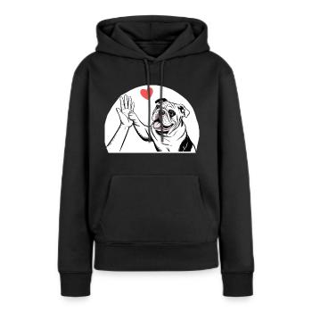 Englische Bulldogge - Frauen Premium Bio Hoodie - Schwarz - Vorne - Julia (174cm)