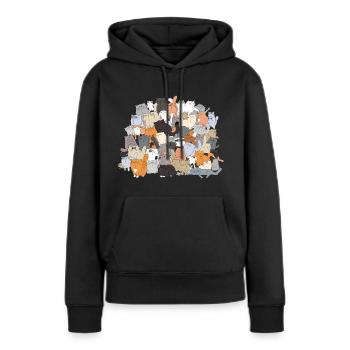 Un TAS de chats - Sweat à capuche Premium bio Femme - noir - Devant - Julia (174cm)