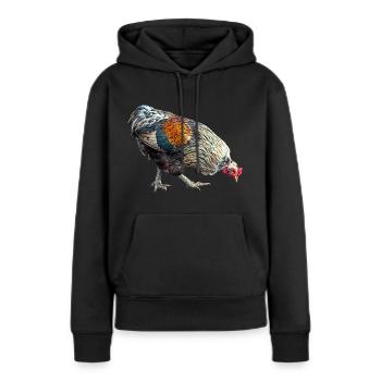 Œufs de poule - Sweat à capuche Premium bio Femme - noir - Devant - Julia (174cm)