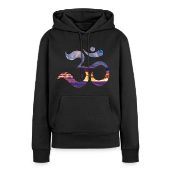 été goa - Sweat à capuche Premium bio Femme - noir - Devant - Julia (174cm)