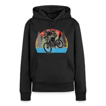 Mountainbike Wald - Frauen Premium Bio Hoodie - Schwarz - Vorne - Julia (174cm)
