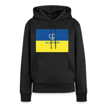 ALL WE NEED - Frauen Premium Bio Hoodie - Schwarz - Vorne - Julia (174cm)