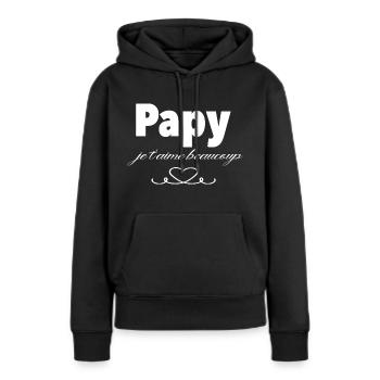 Papy je t aime beaucoup - Sweat à capuche Premium bio Femme - noir - Devant - Julia (174cm)