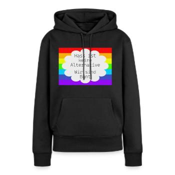 La haine n’est pas une alternative - Sweat à capuche Premium bio Femme - noir - Devant - Julia (174cm)