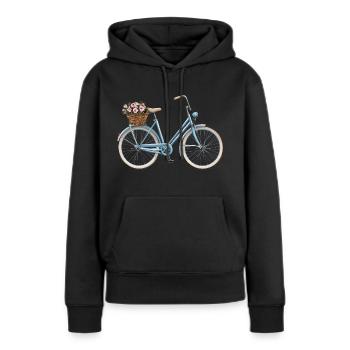 Bicicletta con cesto di fiori - Felpa con cappuccio ecologica premium da donna - nero - Fronte - Julia (174cm)