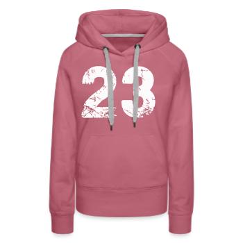 23 - Women’s Premium Organic Hoodie - mauve - Front - Isabella (175cm)